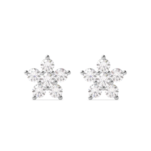 4 Prong Round Star Naturally Mined Diamond Stud Earrings
