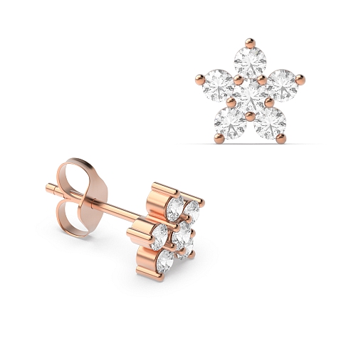 4 Prong Round Rose Gold Stud Earrings