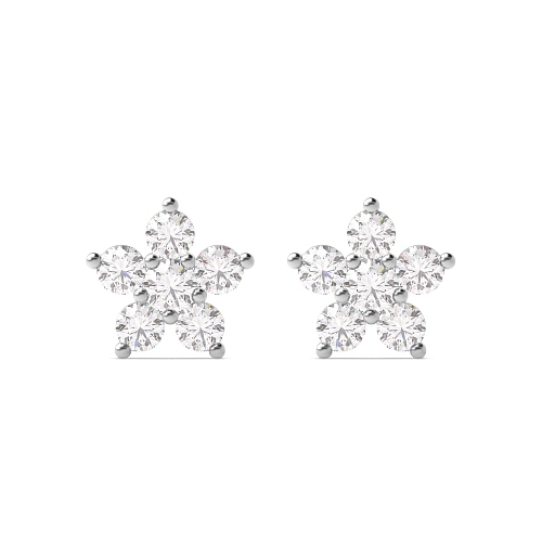3 Prong Round Star cluster Diamond Earrings
