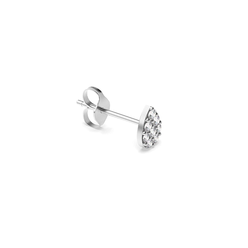4 Prong Round Pear shaped cluster Single Diamond Earring