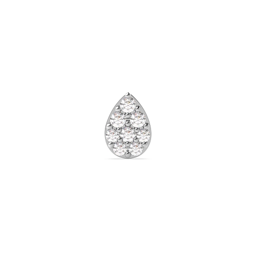 4 Prong Round Pear shaped cluster Single Diamond Earring