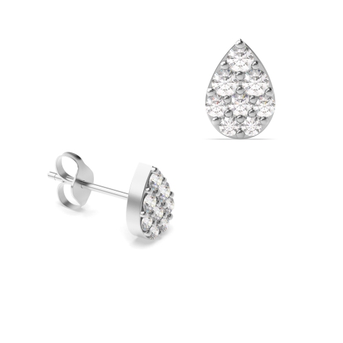 Pear Shape Tear Drop Lab Grown Diamond Cluster Earrings An Ideal Gift (5.50mm - 7.50mm)