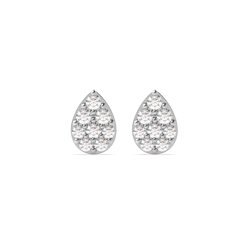 4 Prong Round Pear shaped cluster Diamond Earrings