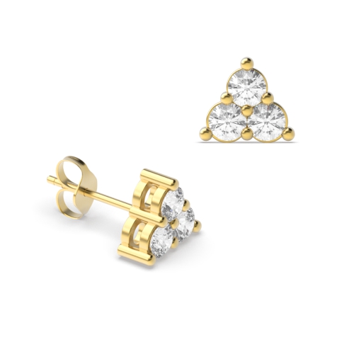 3 Diamonds Triangle Shape Diamond Stud Earrings (4.00mm-7.00mm)