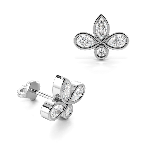 Bezel Setting Round Elegant Diamond Designer Earrings (8.20mm X 10.0mm)