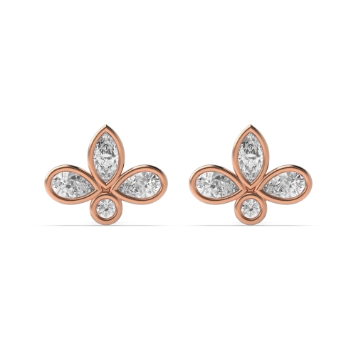 Bezel Setting Round Rose Gold Elegant Diamond Earrings