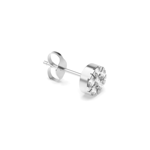 Prong Setting Round Tiny Diamond Cluster Earrings (4.50mm-7.0mm)