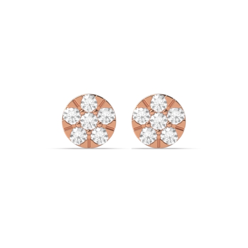4 Prong Round Rose Gold Cluster Earrings