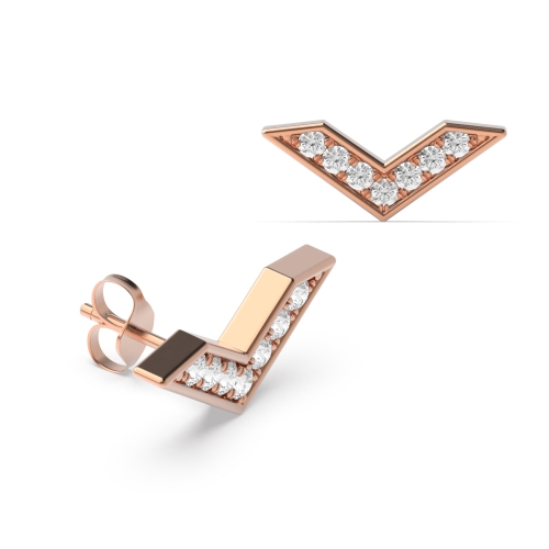 Pave Setting Round Rose Gold Statement Diamond Earrings