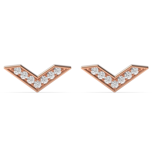 Pave Setting Round Rose Gold Statement Diamond Earrings