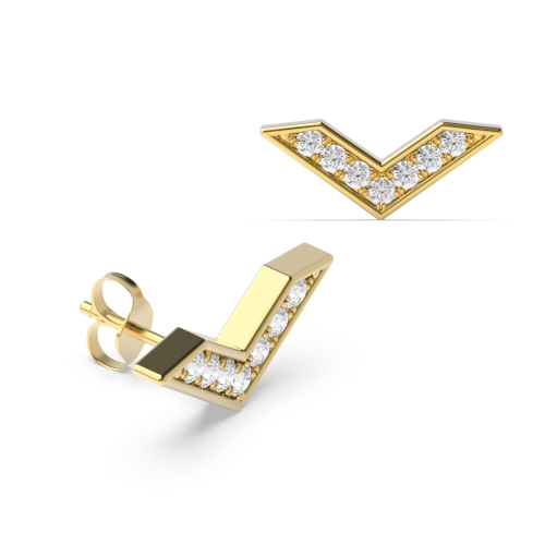 Pave Setting Round Yellow Gold Statement Diamond Earrings