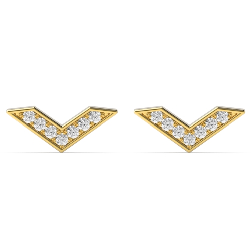 Pave Setting Round Yellow Gold Statement Diamond Earrings