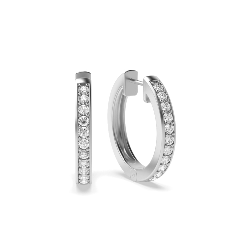 Pave Setting Popular Classic Round Moissanite Hoop Earrings (17.30mm X 2.50mm)