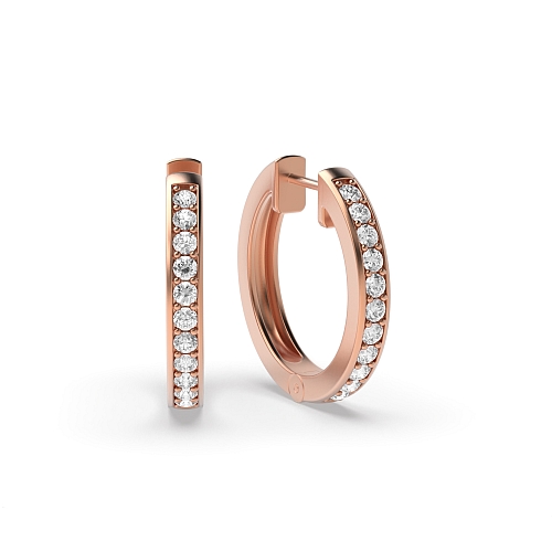 Pave Setting Round Rose Gold Eleganceorbit Hoop Diamond Earrings