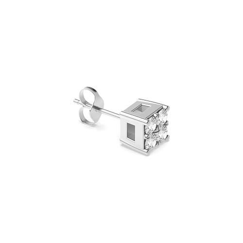 Pave Setting Round Square cluster Single Diamond Earring