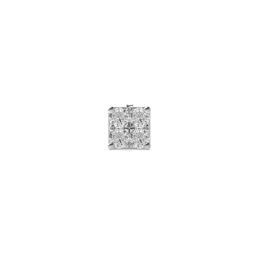 Pave Setting Round Square cluster Single Diamond Earring
