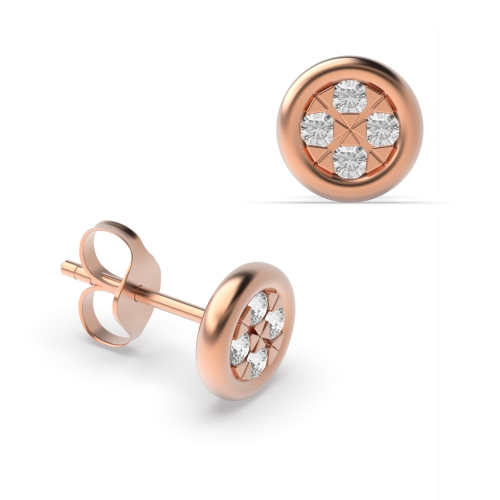 4 Prong Round Rose Gold Stellar Diamond Earrings