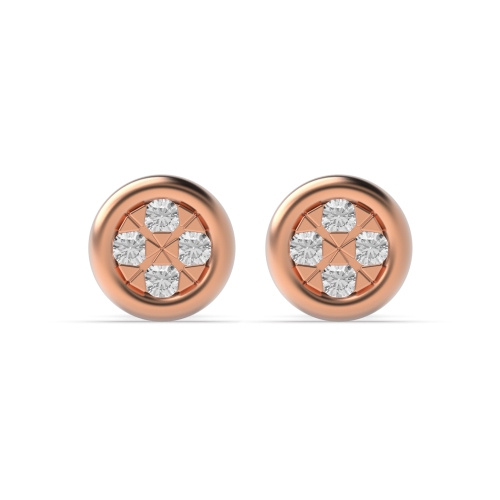 4 Prong Round Rose Gold Stellar Diamond Earrings