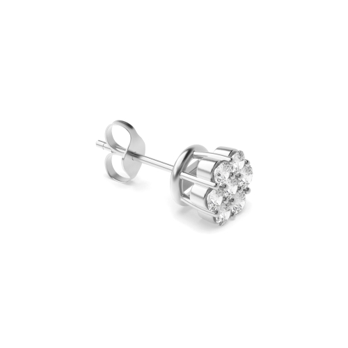 Prong Setting Round Diamond Fashion Cluster Earrings (3.50mm-7.0mm)