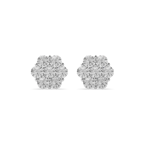 4 Prong Round Fashion Naturally Mined Diamond Cluster Earrings