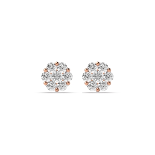 Pave Setting Round Rose Gold Stud Earrings