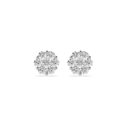 Pave Setting Round White Gold Stud Earrings