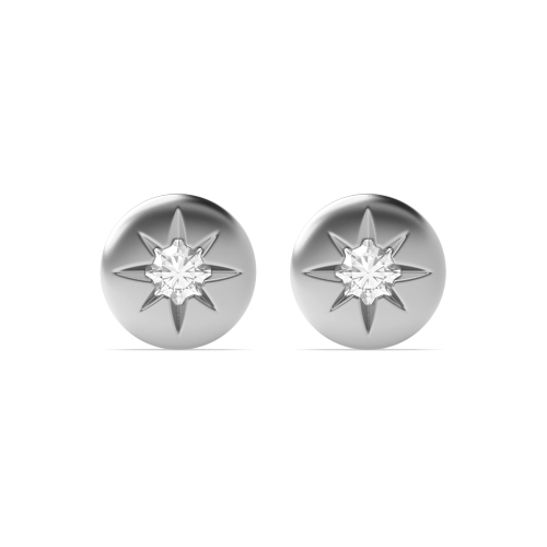 Flush Setting Round Platinum Solostar Stud Diamond Earrings