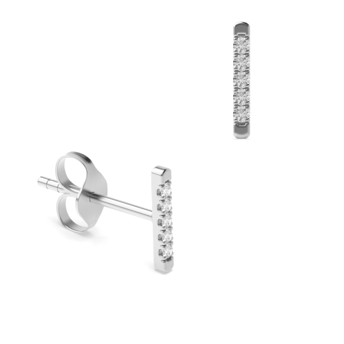 Pave Setting Round Silver Bar Diamond Earrings