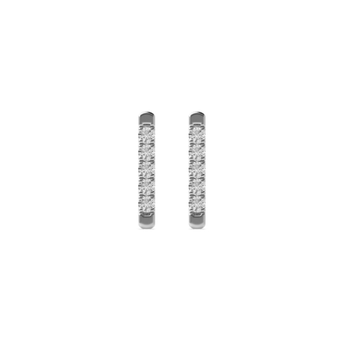 Pave Setting Round Silver Bar Diamond Earrings