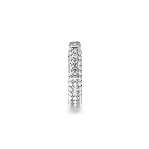 Pave Setting Round Three rows huggies Single Diamond Earring