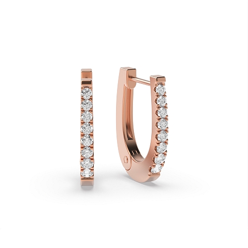 4 Prong Round Rose Gold 13mm Hoop Diamond Earrings