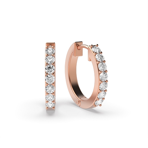 Pave Setting Round Rose Gold Classic Diamond Earrings