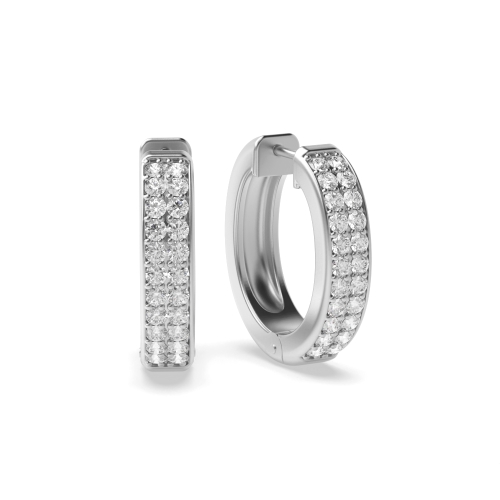 Pave Setting Round Cut Two Rows of Lab Grown Diamond Hoop Earrings (17.60mm)