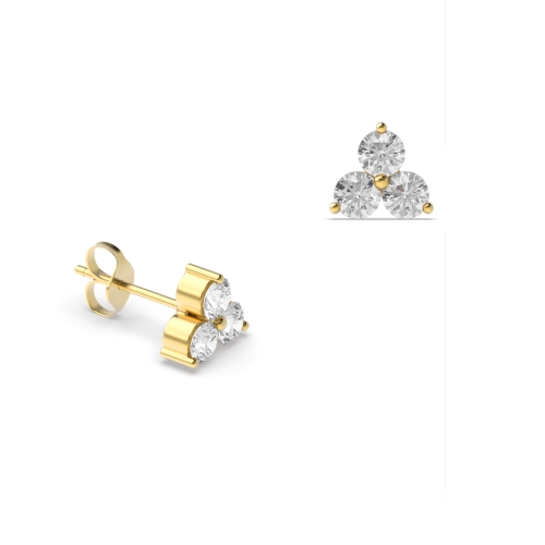 Prong Setting Tiny Trilogy Cluster Diamond Stud Earrings (3.80mm X 4.20mm)