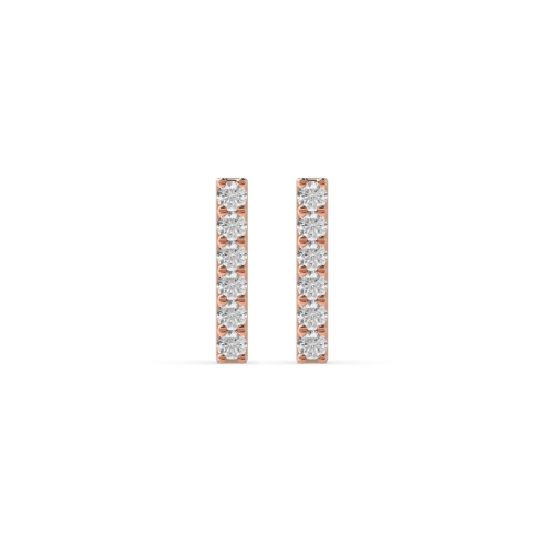 Pave Setting Round Rose Gold Bar set Diamond Earrings