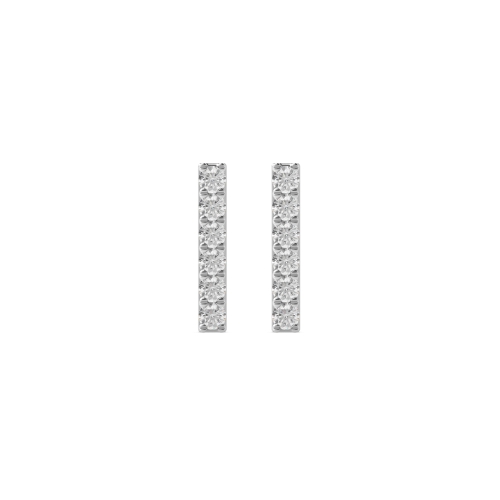 Pave Setting Round Silver Bar set Designer Diamond Earrings