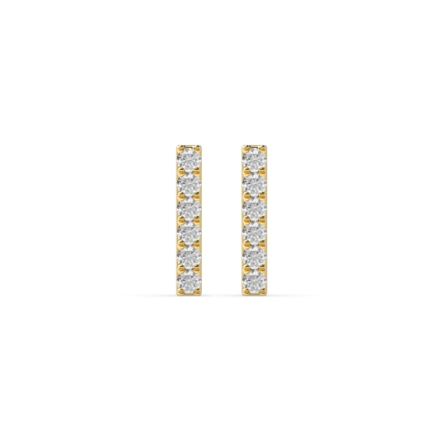 Pave Setting Round Yellow Gold Bar set Diamond Earrings