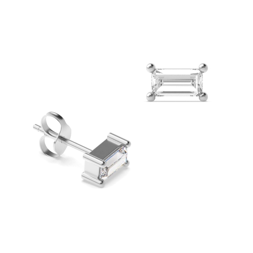 Tiny Minimal Prong Setting Baguette Lab Grown Diamond Stud Earrings (3.0mm X 5.0mm)