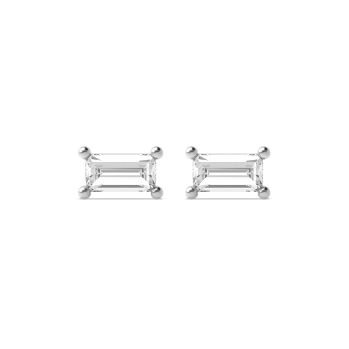 4 Prong Baguette Minimalist Diamond Earrings