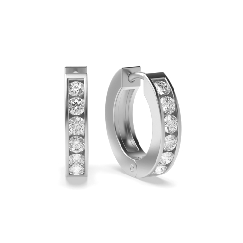 Channel Setting Round Small huggies Hoop Diamond Earrings