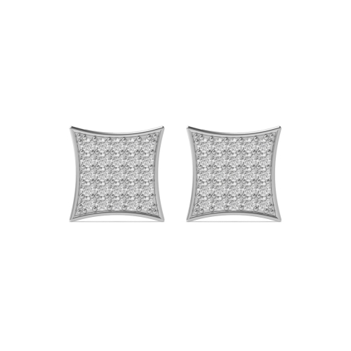 Pave Setting Round Large square Lab Grown Diamond Earrings