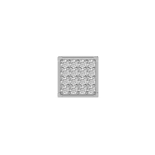 Pave Setting Round Box shaped Single Diamond Earring