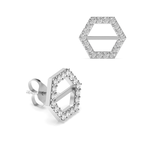 Pave Setting Round Lab Grown Diamond Honeycomb Designer Earrings (10.90mm)