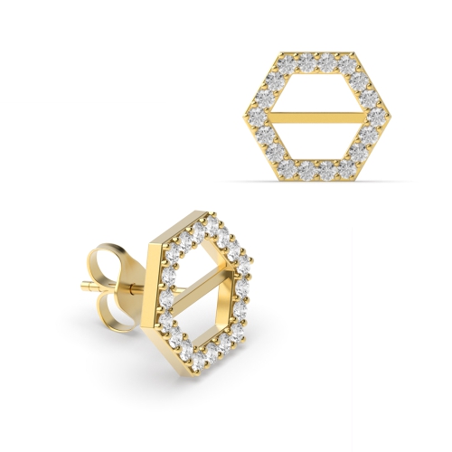 Pave Setting Round Diamond Honeycomb Designer Earrings (10.90mm)