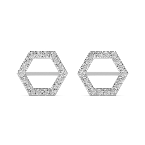 Pave Setting Round Honeycomb Diamond Earrings
