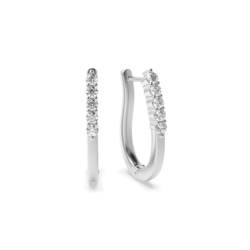 4 Prong Round Classic Hoop Diamond Earrings