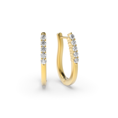 4 Prong Round Yellow Gold Classic Diamond Earrings