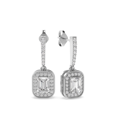 Emerald Cut Moissanite Grouped with Moissanite Long Drop Earrings (19.60mm X 7.0mm)