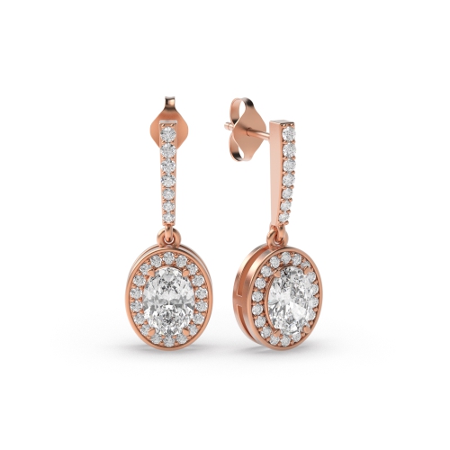 4 Prong Oval Rose Gold Solitairegem Diamond Earrings