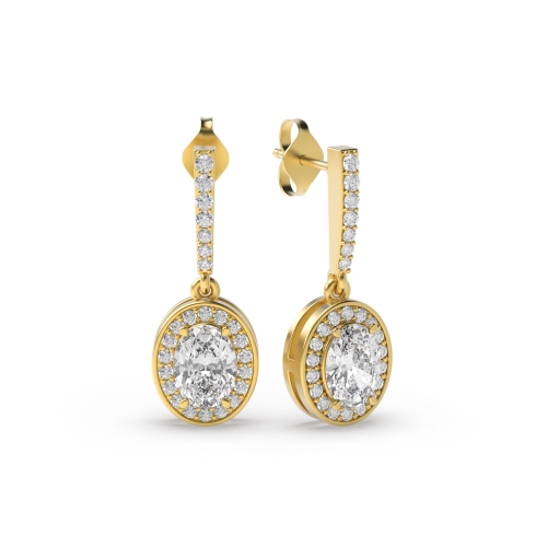 4 Prong Oval Yellow Gold Solitairegem Diamond Earrings
